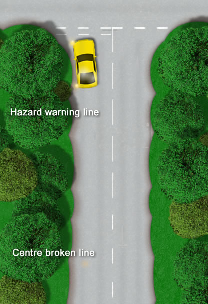 hazard warning lines driving test tips us time line map