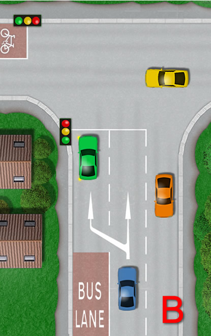 Bus lane ends at junction road markings