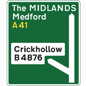 Dual carriageway deceleration lane sign