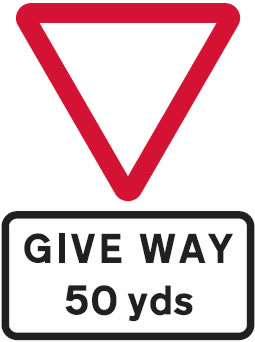 Give way 50 yards junction sign