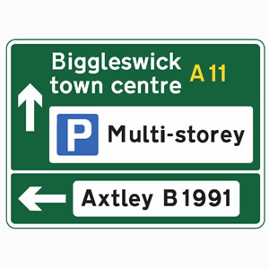 Primary route with parking signs