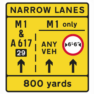 Narrow lanes road sign