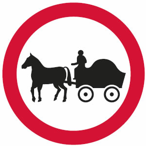 No horse-drawn vehicles sign