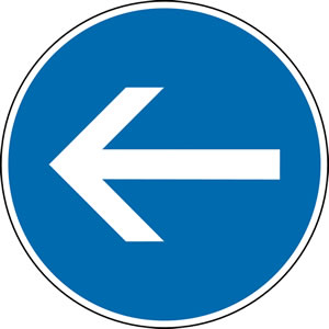 Obligation de tourner à gauche avant le panneau
