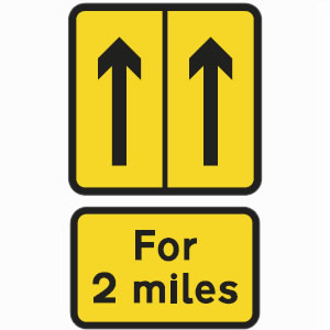 Repeater road works sign left lane hard shoulder sign