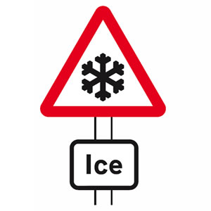 Risk of ice road sign