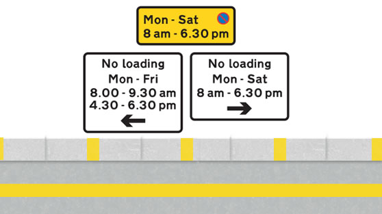 Kerb marking on single yellow line in both directions