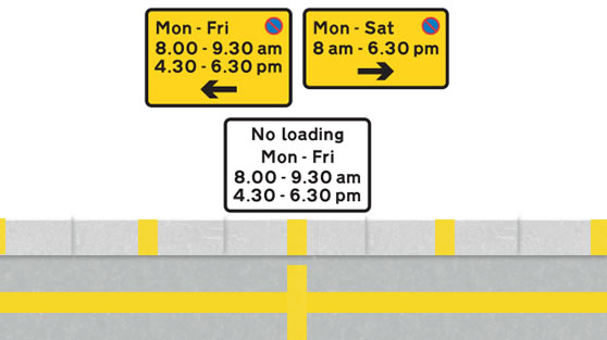 Kerb marking no loading on single yellow line