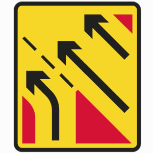 Temporary yellow slip road sign