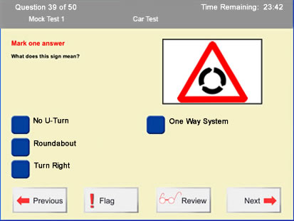 Theory test touch screen