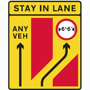 Traffic lanes seperate sign