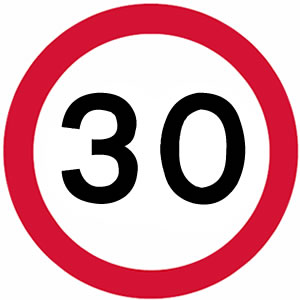 30 mph UK speed limit sign