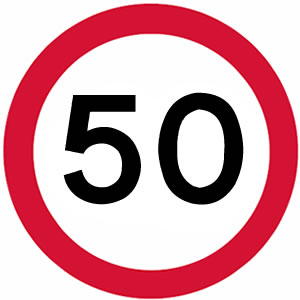 50 mph UK speed limit sign