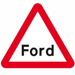 Warning road sign