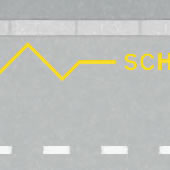 Yellow zig zag road marking lines