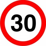 Mandatory speed limit regulatory sign