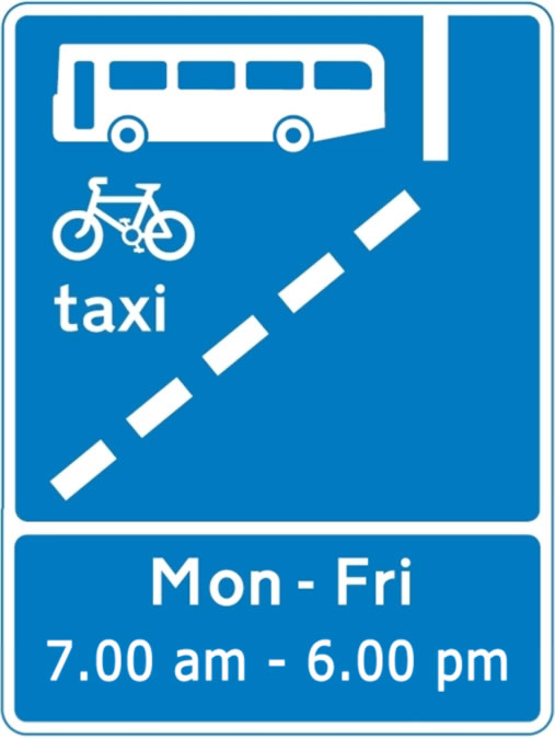 Bus lane hours of operation sign
