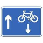 Contraflow pedal cycles in a one-way street sign