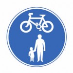 Shared route for pedal cycles and pedestrians only sign.