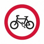 Riding of pedal cycles is prohibited sign.