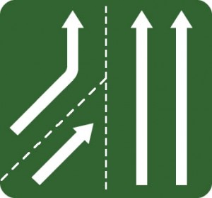 Traffic merging from left sign