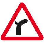 Junction on bend ahead sign