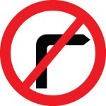 No right turn ahead sign