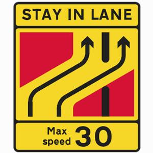 Motorway contraflow system sign