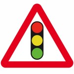 Traffic lights ahead sign
