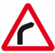 Warning of a right-hand bend ahead theory test quiz sign