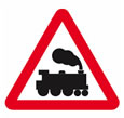 Level crossing ahead without barrier or gate theory test sign