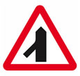 Traffic merging from left sign for the theory test