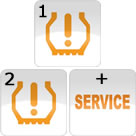 Peugeot 208 tyre under-inflation-plus-SERVICE dashboard warning light symbol