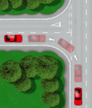 Taxi test reverse right into junction manoeuvre