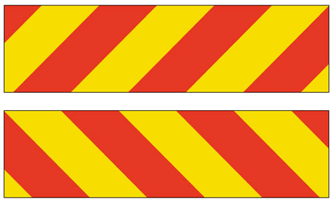 Red and yellow hazard warning markers