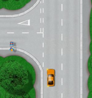 Pedestrians crossing the road being a potential hazard