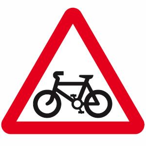 Cycle route ahead road sign