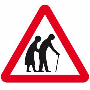 Frail pedestrians likely to cross road ahead sign