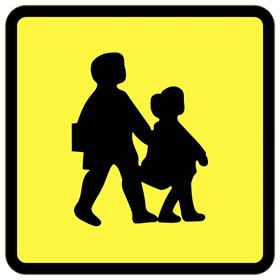 Sign found on school buses to alert drivers of children