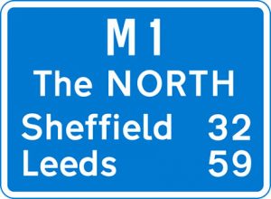 Major, primary route motorway road sign