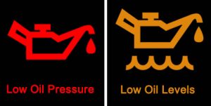 Oil pressure and oil level dashboard warning lights