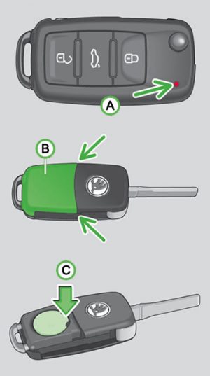 ŠKODA Fabia Mk2 key fob battery change tutorial