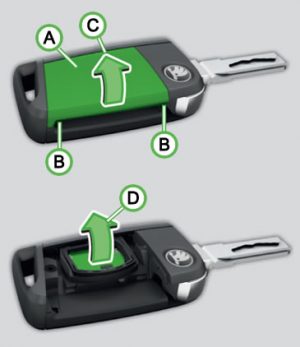 ŠKODA Fabia Mk3 key fob battery change tutorial