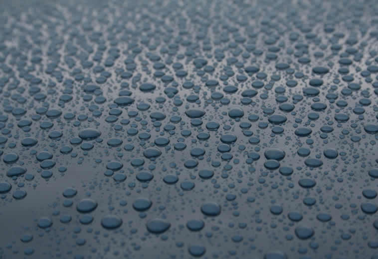 Beads of water on car paintwork